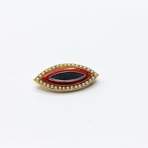 Antique guilloche enamel mourning pin in 18 k gold